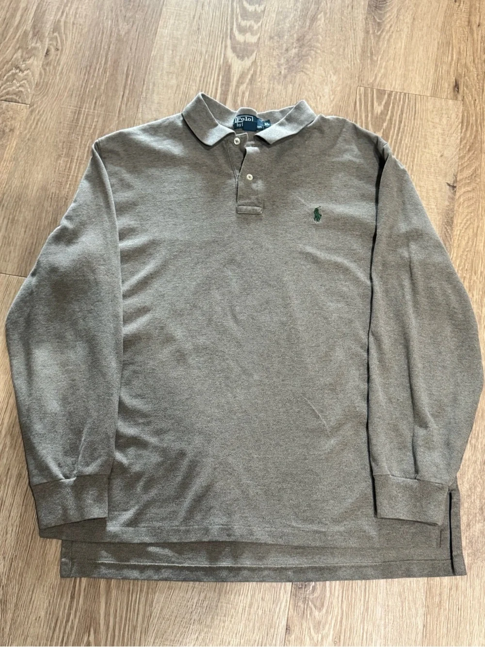 Vintage Polo by Ralph Lauren Long Sleeve Polo Shirt Grayish Brown Green Pony XL